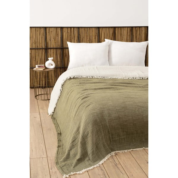 Haki muslīna gultas pārklājs divguļamai gultai 230x250 cm – Mijolnir