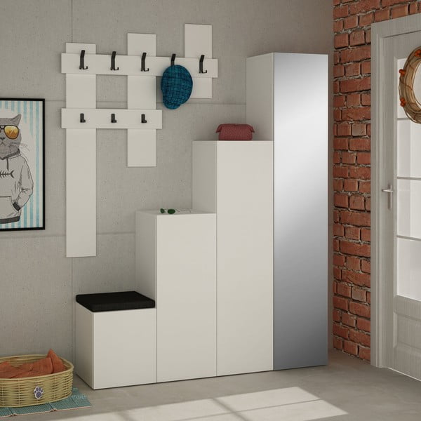 Homitis Up balts skapis un sienas pakaramo komplekts-image-3