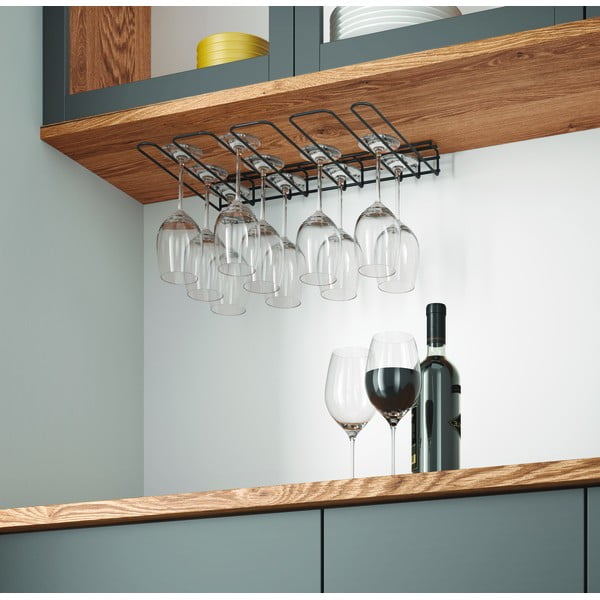 Melns sienas vīna glāžu turētājs Metaltex Wine Glass-image-3