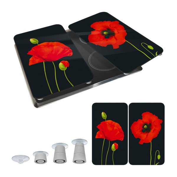 Aizsargplāksnes plītij no rūdīta stikla (2 gab.) 52x30 cm Poppy – Maximex-image-4