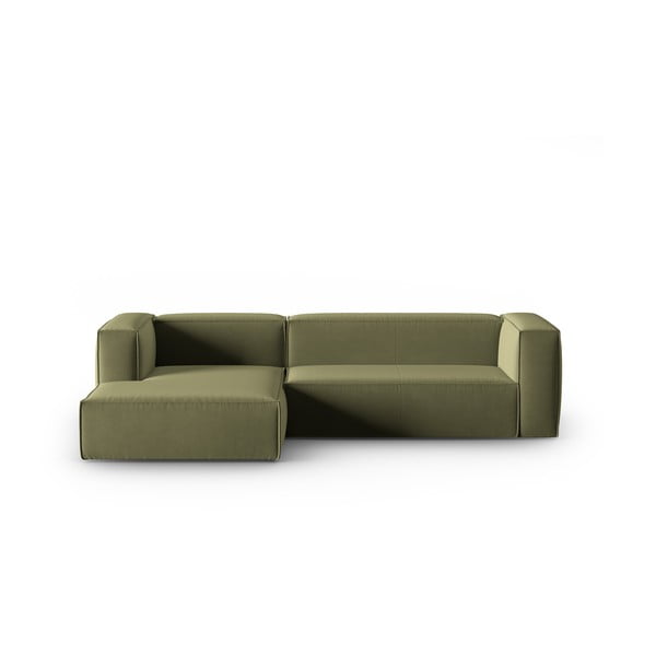 Zaļš samta stūra dīvāns Mackay – Cosmopolitan Design