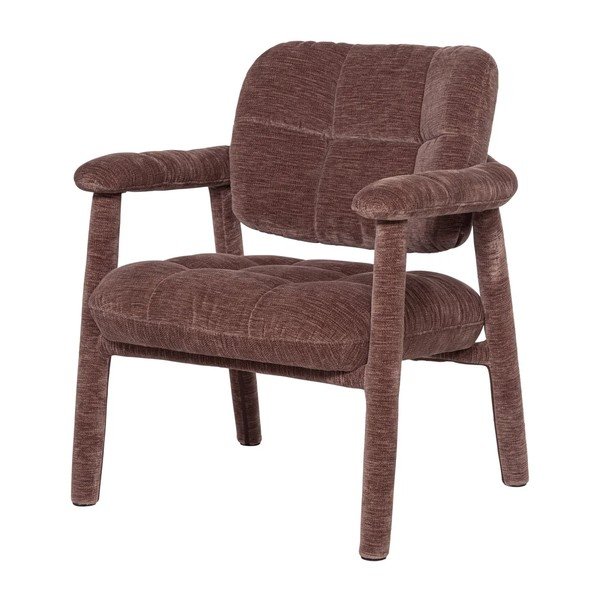 Dūmakaini rozā atpūtas krēsls no šenila auduma Loom – WOOOD