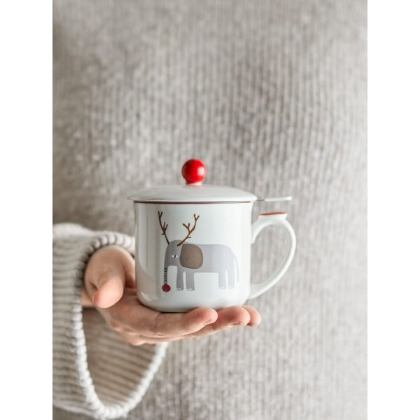 Krēmkrāsas māla krūze ar sietiņu un Ziemassvētku motīvu 300 ml Valentin – Bloomingville-image-2