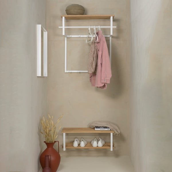 Balts/dabīga toņa metāla sienas pakaramais ar plauktu 76 cm Rizzoli – Spinder Design-image-1