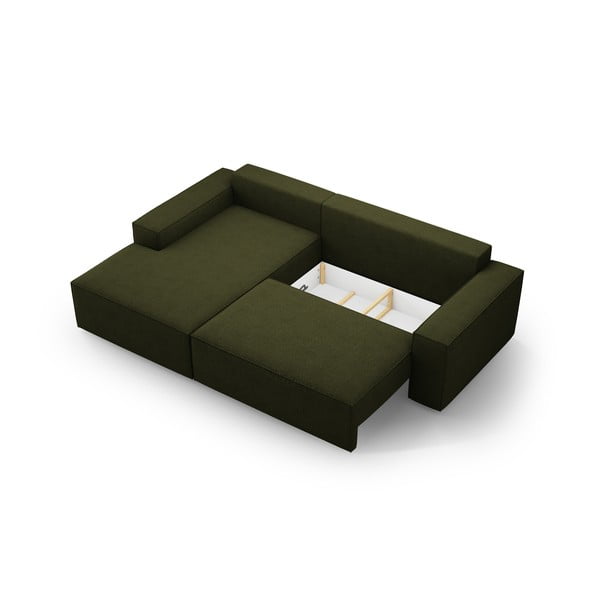 Tumši zaļš salokāms stūra dīvāns no buklē auduma (ar kreiso stūri) Jodie – Micadoni Home-image-4