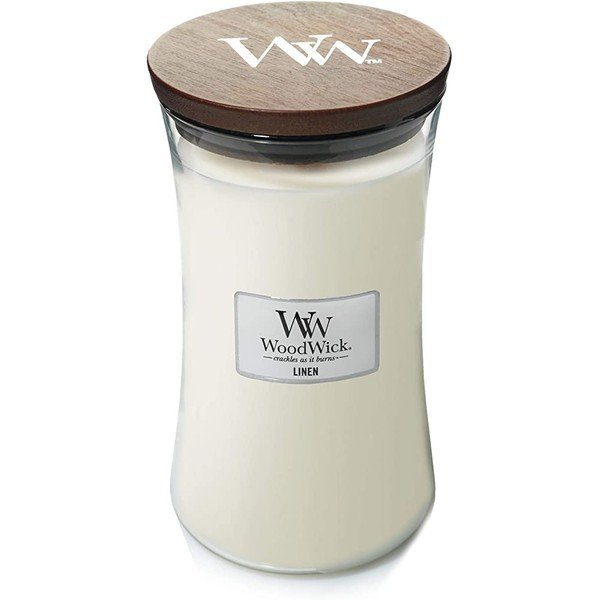 Svece ar svaigi mazgātas veļas aromātu WoodWick, degšanas laiks 110 stundas-image-2