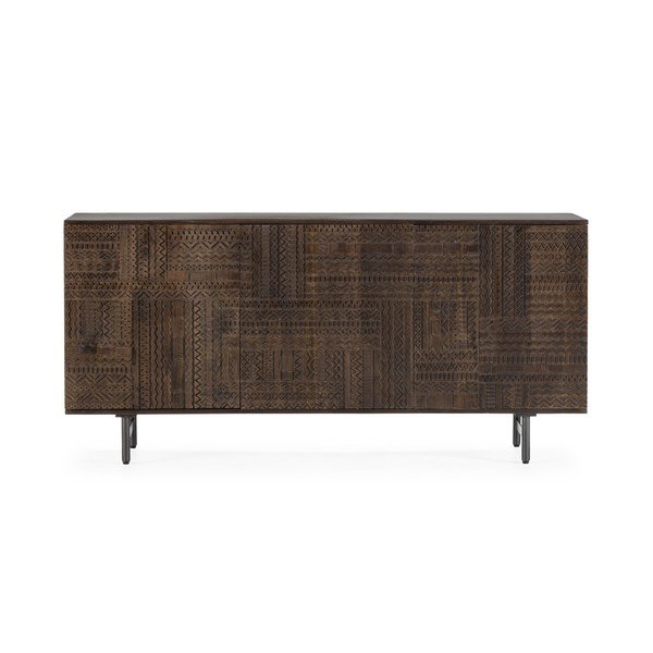 Tumši brūna mango masīvkoka kumode 160x75x40 cm Kalai – MOME