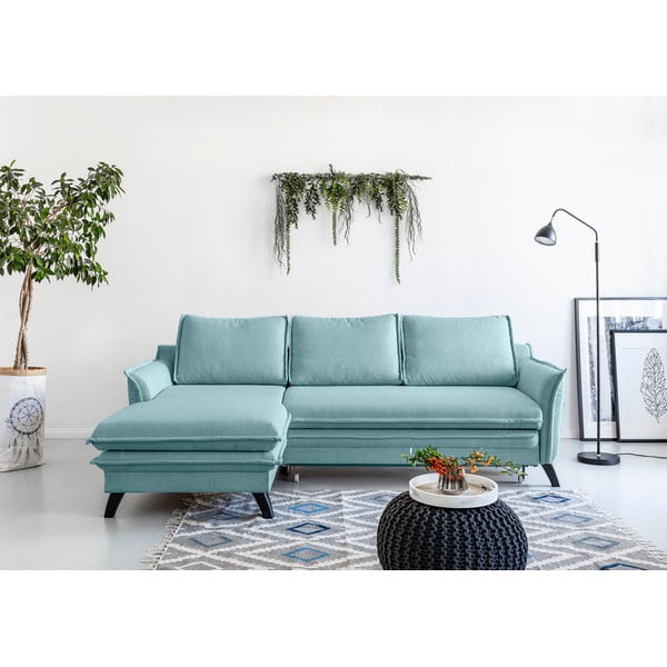 Gaiši zils izlaižams stūra dīvāns Miuform Charming Charlie, kreisais stūris-image-1