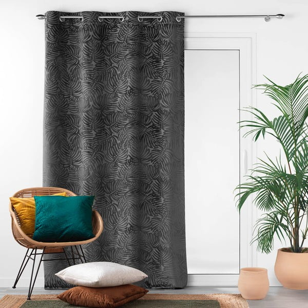 Antracīta pelēks samta aizkars 140x240 cm Analia – douceur d'intérieur-image-3