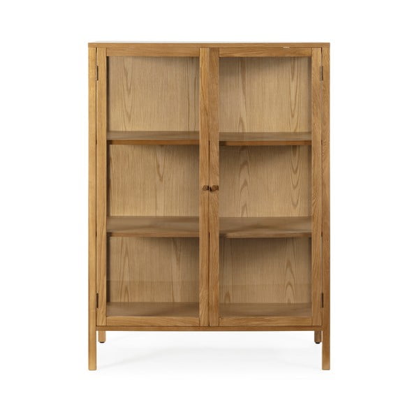 Dabīga toņa vitrīna ar ozolkoka imitāciju 90x126x40 cm Ceci – MOME