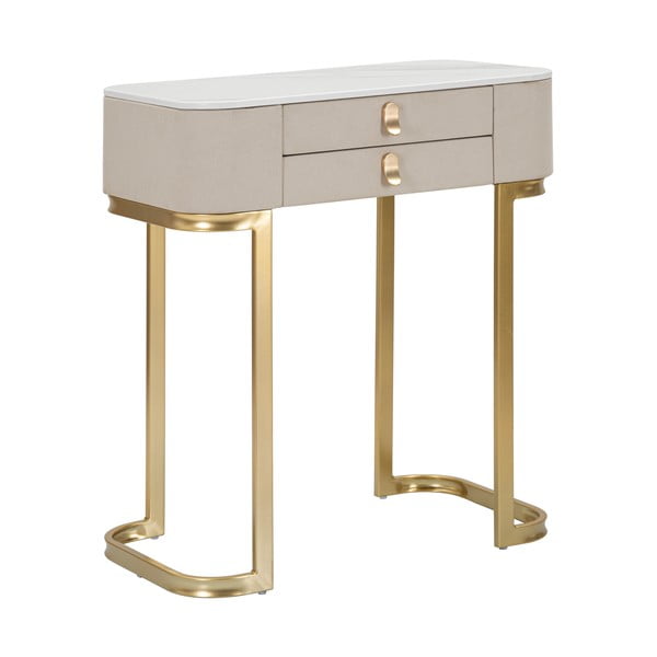 Bēšs/zelta krāsas konsoles galds ar marmora imitācijas galda virsmu 40x70 cm Beauty – Mauro Ferretti-image-2