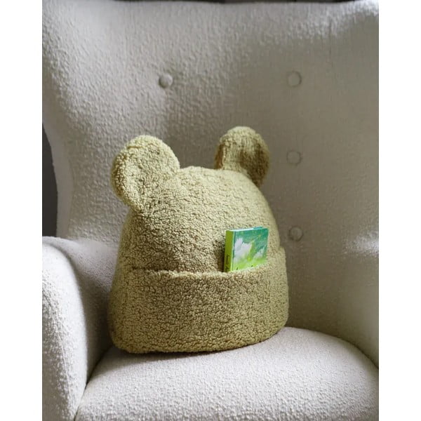 Zaļš bērnu dīvāna spilvens no buklē auduma Teddy Pouch – Wigiwama-image-1