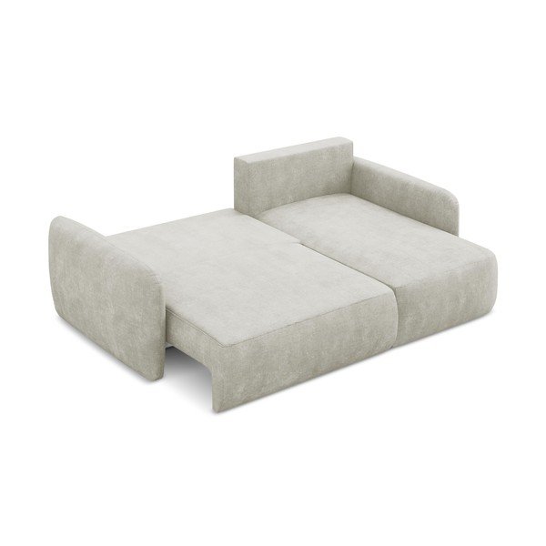 Krēmkrāsas salokāms stūra dīvāns no šenila auduma ar uzglabāšanas vietu (ar labo stūri/ar zvilni) Lilo – Makamii-image-4