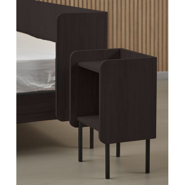 Melns naktsskapītis ar plauktiem un ozolkoka imitāciju Wrap – Bonami Selection-image-1