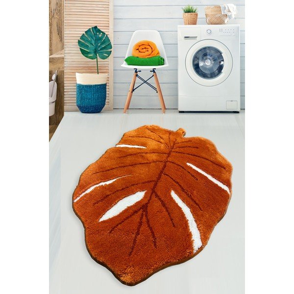 Oranžs vannas istabas paklājiņš 80x120 cm Frunze – Foutastic-image-1