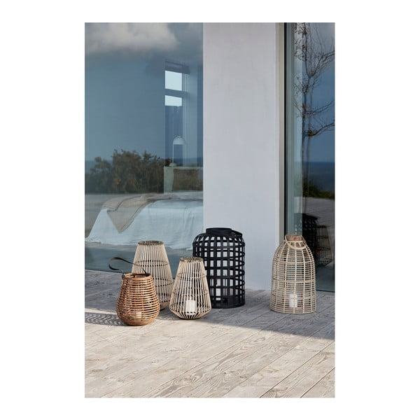 2 melnu bambusa laternu komplekts Hübsch Bamboo Garo-image-2