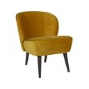 Dzeltens samta atpūtas krēsls WOOOD Sara