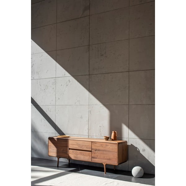 Brūns valrieksta masīvkoka TV galdiņš 180x65x45 cm Fawn – Gazzda-image-4