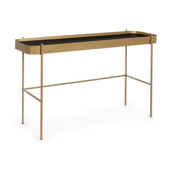 Zelta krāsas konsoles galds ar stikla galda virsmu 43x120,5 cm Rashida – Bizzotto