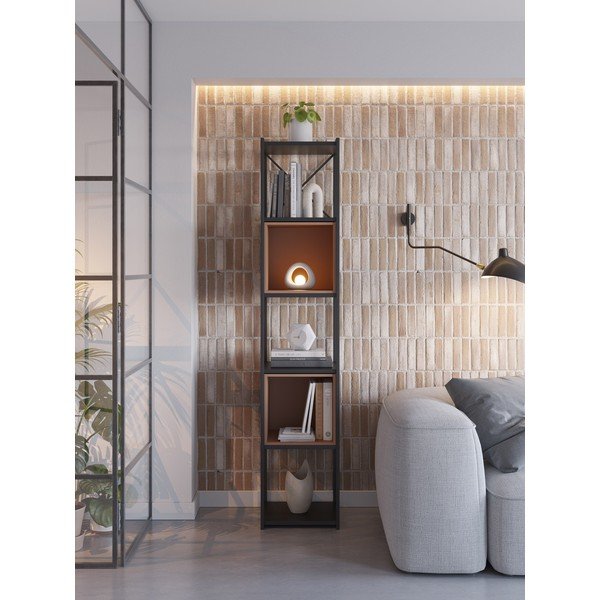 Melns/ķieģeļu sarkans grāmatplaukts 36x179 cm Anya – Marckeric-image-1