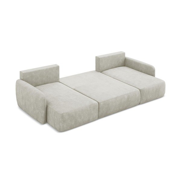 Krēmkrāsas salokāms (U veida) stūra dīvāns no šenila auduma ar uzglabāšanas vietu Lilo – Makamii-image-4