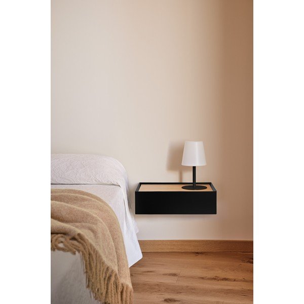 Melns piekarināms naktsskapītis ar ozolkoka imitācijas galda virsmu Arista – Teulat-image-1