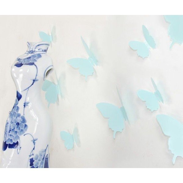 12 tirkīza krāsas 3D uzlīmju komplekts Ambiance Butterflies-image-1