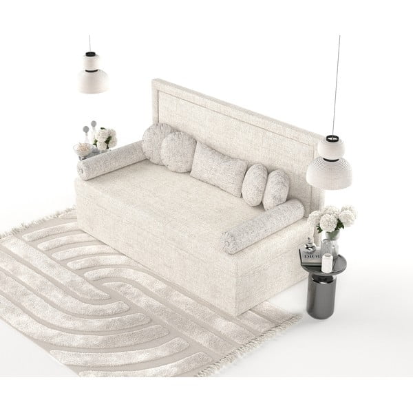 Krēmkrāsas polsterēta vienvietīga gulta 90x200 cm Scala – Maison de Rêve-image-3