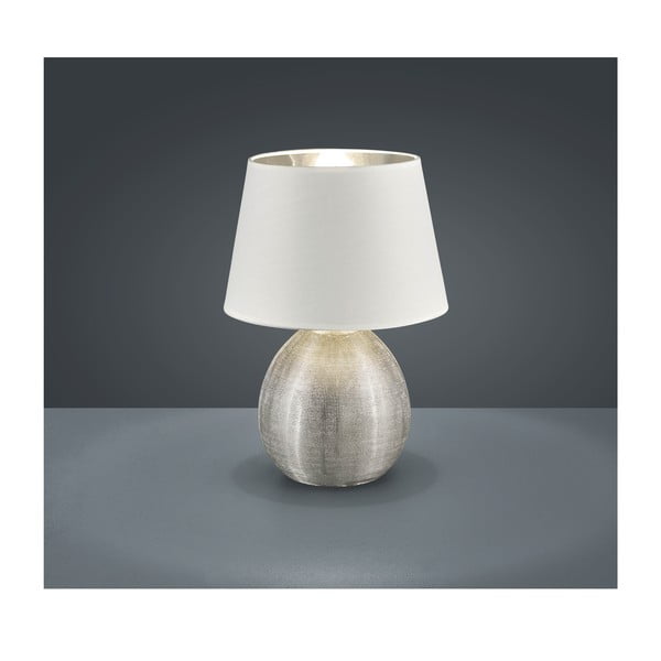 Balta keramikas un auduma galda lampa Reality Luxor, augstums 35 cm-image-1