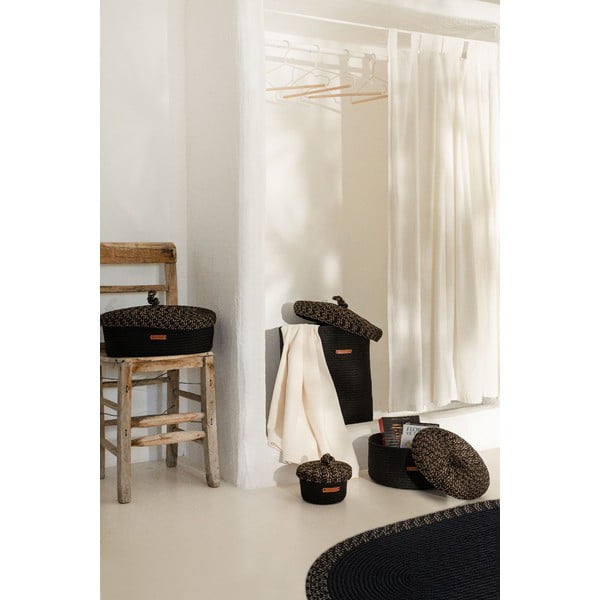 Auduma dekoratīvā uzglabāšanas kaste ar vāku – Mioli Decor-image-1