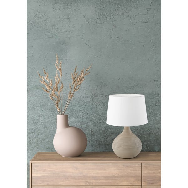 Balti brūna keramikas un auduma galda lampa Reality Martin, augstums 29 cm-image-1