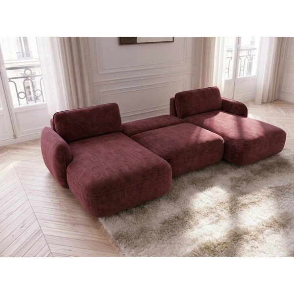 Sarkans samta salokāms/ar uzglabāšanas vietu (U veida) stūra dīvāns Celeste – Bobochic Paris-image-3
