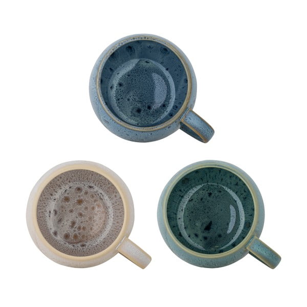 Zilas/krēmkrāsas akmensmasas krūzes (3 gab.) 420 ml Harriet – Bloomingville-image-1