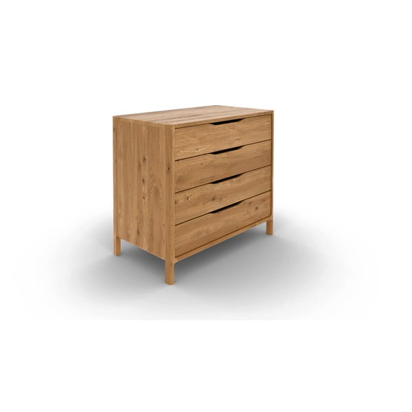 Dabīga toņa ozola masīvkoka zema kumode 95x80 cm Twig – The Beds-image-2