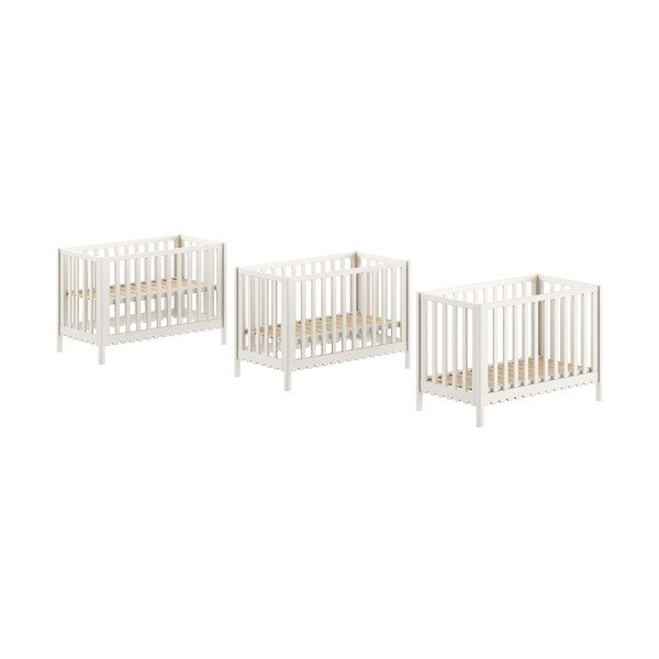 Bēša priedes masīvkoka bērnu gultiņa ar regulējamu augstumu 60x120 cm Swingo – Vipack-image-2