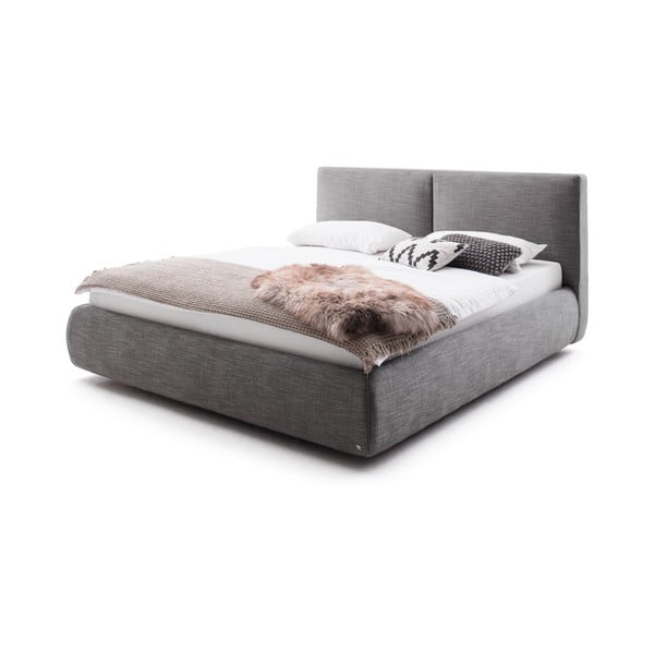 Tumši pelēka polsterēta divvietīga gulta ar veļas kasti ar redelēm 180x200 cm Atesio – Meise Möbel-image-3