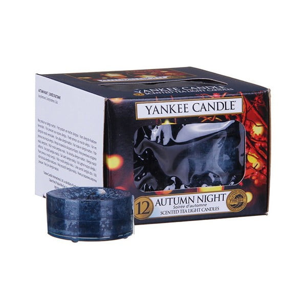 12 Yankee Candle Rudens nakts aromātisko sveču komplekts, degšanas laiks 4 - 6 stundas.