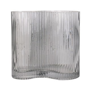 Pelēka stikla vāze PT LIVING Wave, augstums 18 cm