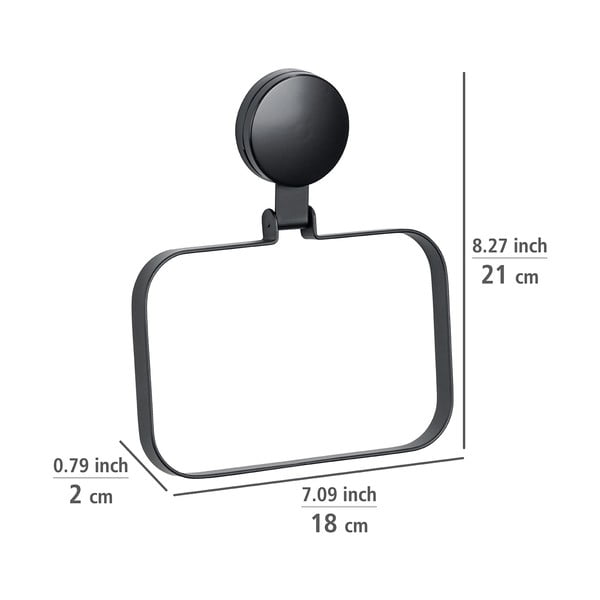 Melns sienas dvieļu turētājs Wenko Static-Loc® Plus-image-3