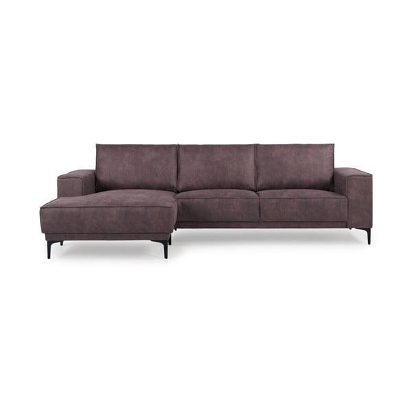 Tumši brūns stūra dīvāns no ādas imitācijas (ar kreiso stūri) Copenhagen – Scandic