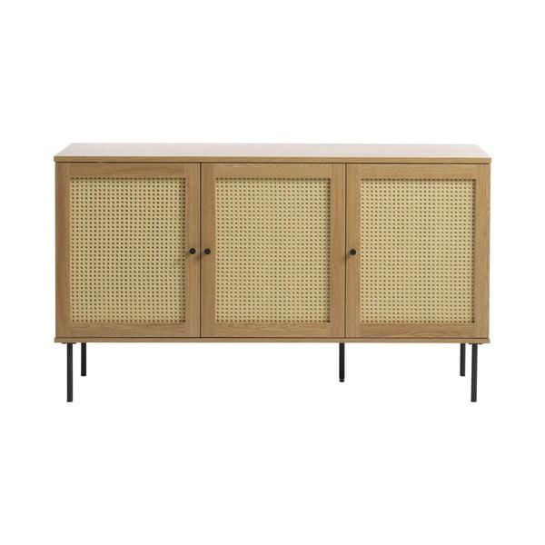 Dabīga toņa zema kumode ar ozolkoka imitāciju 140x80 cm Pensacola – Unique Furniture