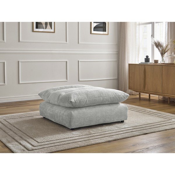 Gaiši pelēks kāju soliņš no šenila auduma Neil – Bobochic Paris-image-1