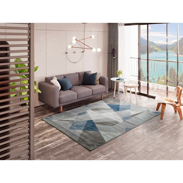 Pelēks un zils paklājs Universal Babek Geo, 133 x 195 cm-image-1