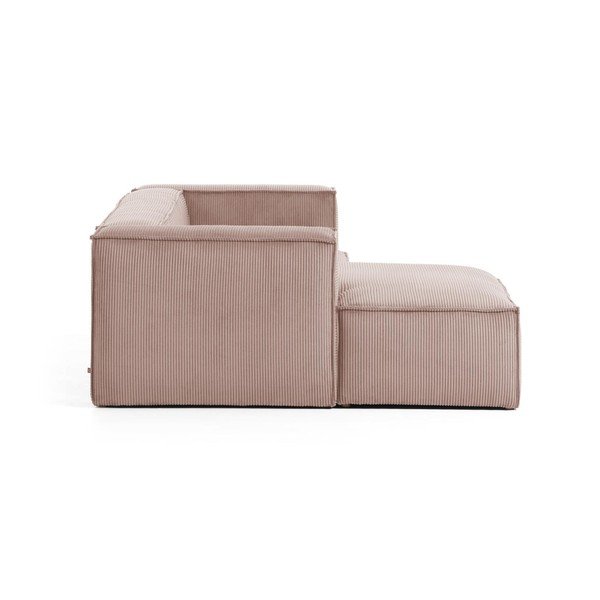 Gaiši rozā velveta stūra dīvāns (kreisais stūris) Blok – Kave Home-image-2