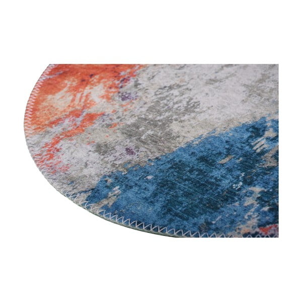 Zils/oranžs mazgājams apaļš paklājs ø 120 cm – Vitaus-image-2