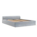 Gaiši pelēka polsterēta divvietīga gulta ar veļas kasti un redelēm 180x200 cm Solvo – Maison de Rêve