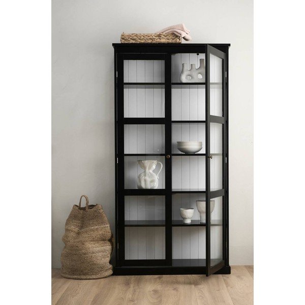 Melna vitrīna no MDF 98x193x34 cm Wilma – Ellos Home-image-1