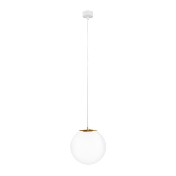 Balts piekaramais lukturis ar baltu kabeli un zelta detaļām Sotto Luce Tsuri, ⌀ 25 cm