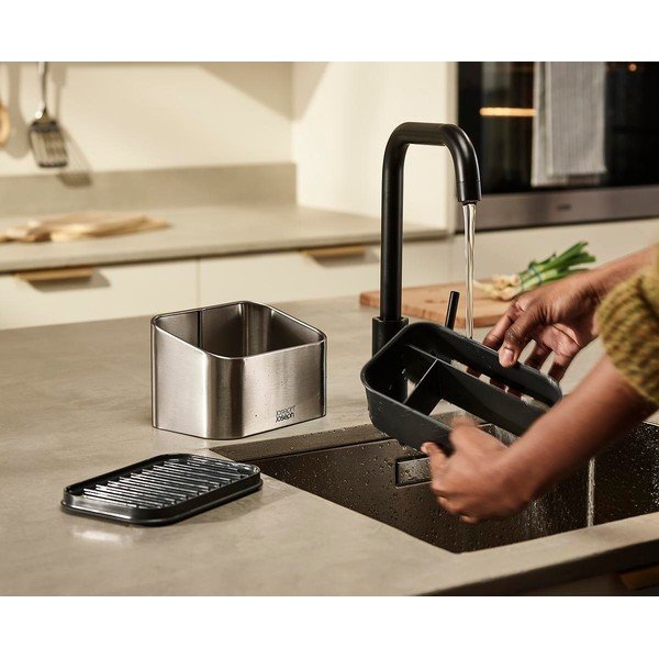 Spīdīgas sudraba krāsas metāla mazgāšanas līdzekļu turētājs Surface – Joseph Joseph-image-3