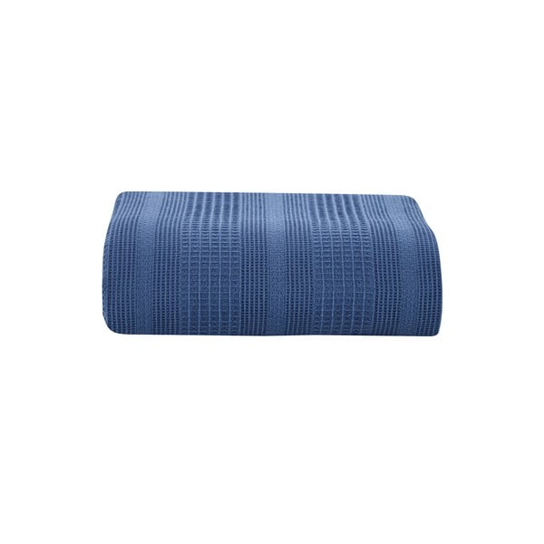 Zils kokvilnas pārklājs divguļamai gultai 220x235 cm Leona – Mijolnir